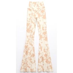 OFFLINE  Aerie Real Me Floral Hi Rise Crossover Super Flare Legging Small Beige